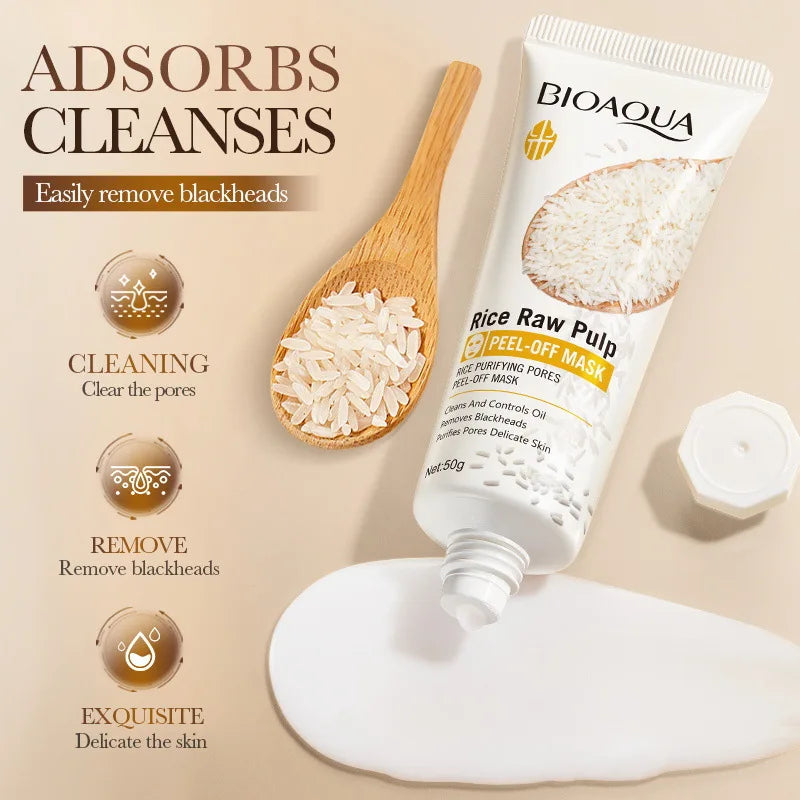 White Rice Face Peeling Mask – Blackhead Removal & Anti-Aging Peel-Off Face Mask Oasis Select