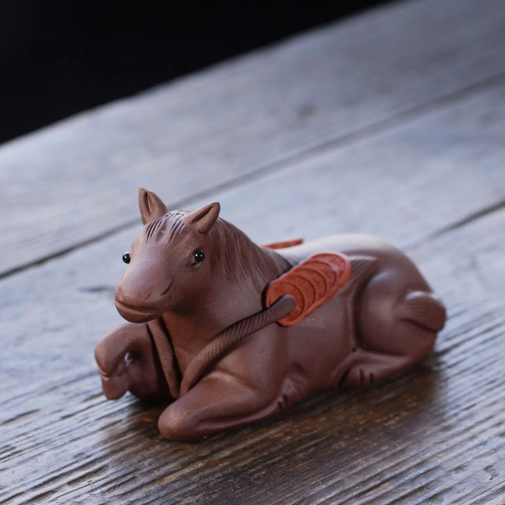 Tea Pet Get Rich Zodiac Small Figurine Handmade Sculpture Tea Set Table Decoration Craft Oasis Select Purple Clay