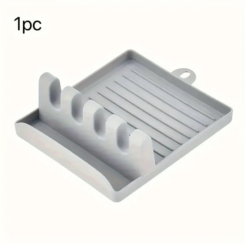 Silicone Utensil Holder, Cutlery Holder, Spoon Storage Rack, Suitable for Spatula, Long-handled Spoon, Fork, Put Pot Lid Oasis Select Light Grey