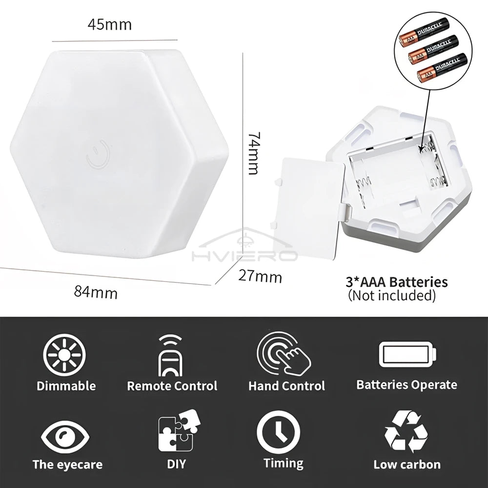 RGB Hexagon LED Wall Light – Touch & Remote Modular Honeycomb