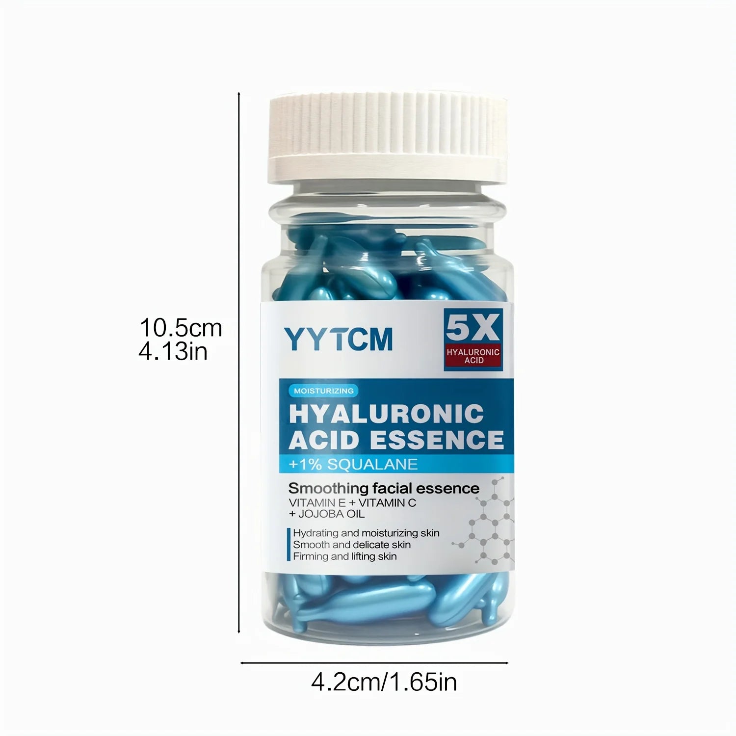 Hyaluronic Acid Capsule Essence – Squalane, Vitamin C & E | 90ct Face Capsule Serum Oasis Select
