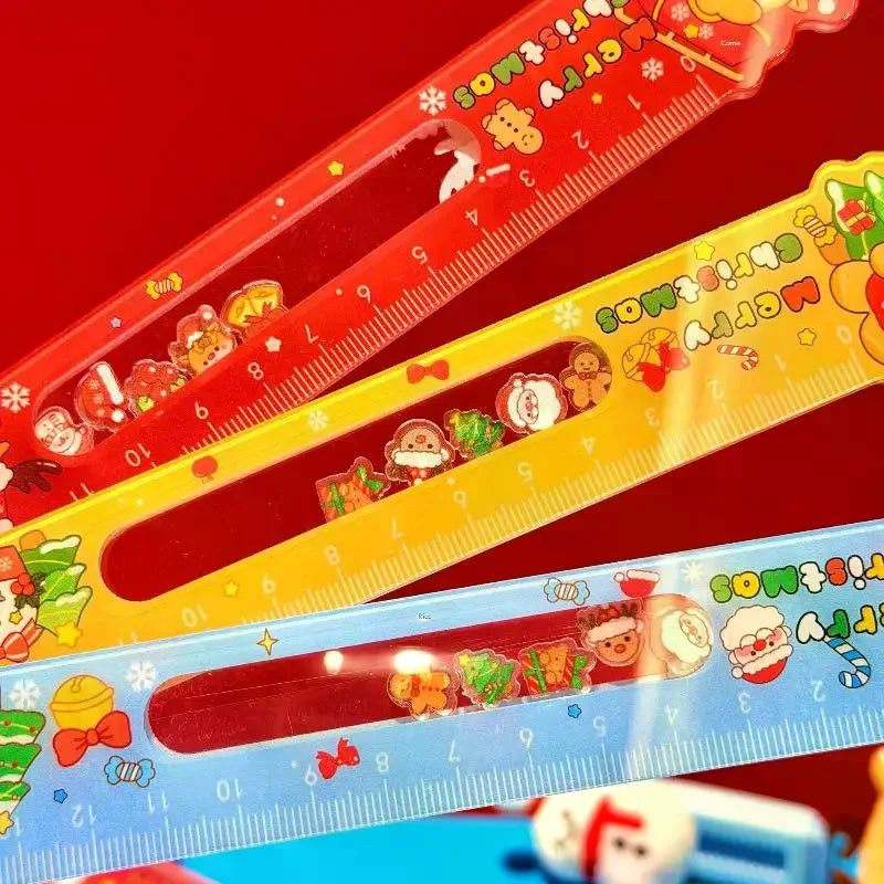 Cartoon Santa Claus Snowman Christmas Ruler Creative Drawing Painting Tool Reward Stationery Student Gift School Supplies Oasis Select