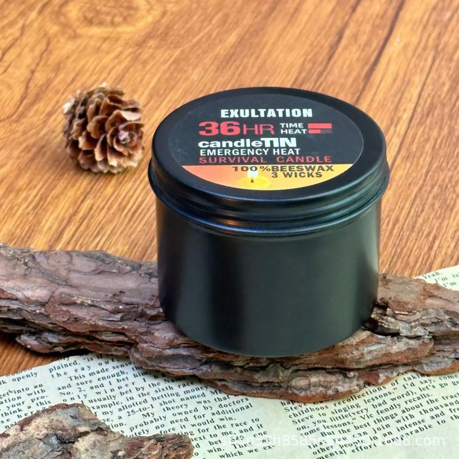Emergency Candle 36 Hour Survival Candle 3 Wick Odorless Candle With Lid Survival Candle For Picnic Outdoor Camping Fishing Oasis Select