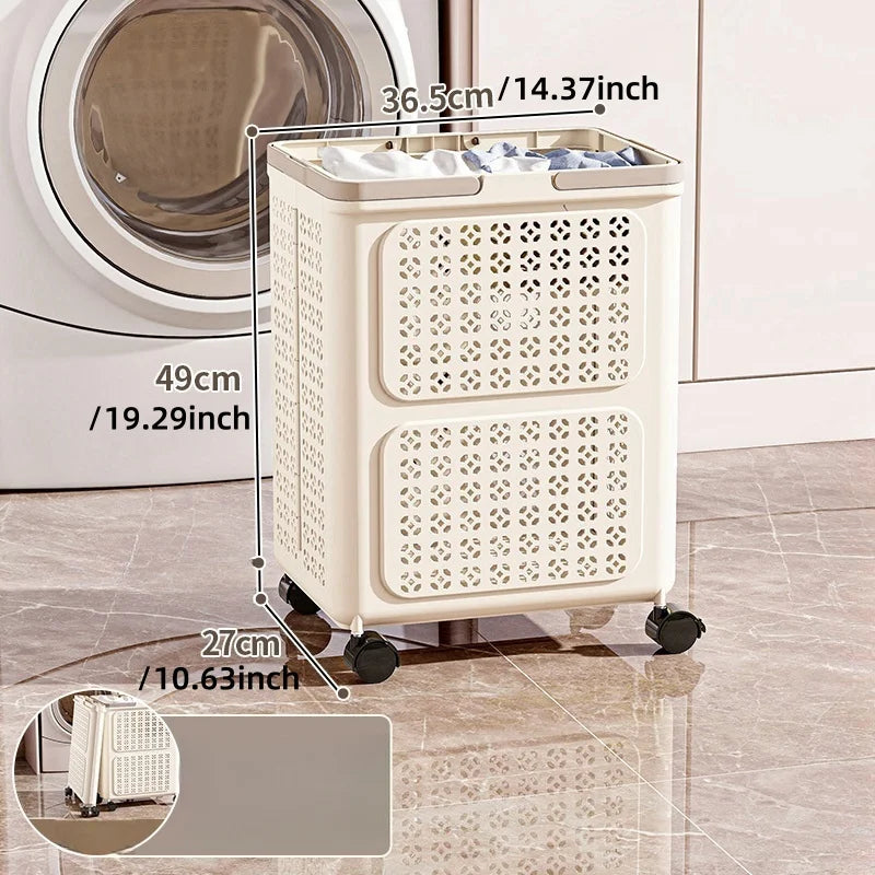 Foldable Laundry Basket,3 Sizes, Large Capacity Rolling Mobile with Wheels,Ideal for Toys/Sports Gear/Laundry Storage Organizer Oasis Select Middle