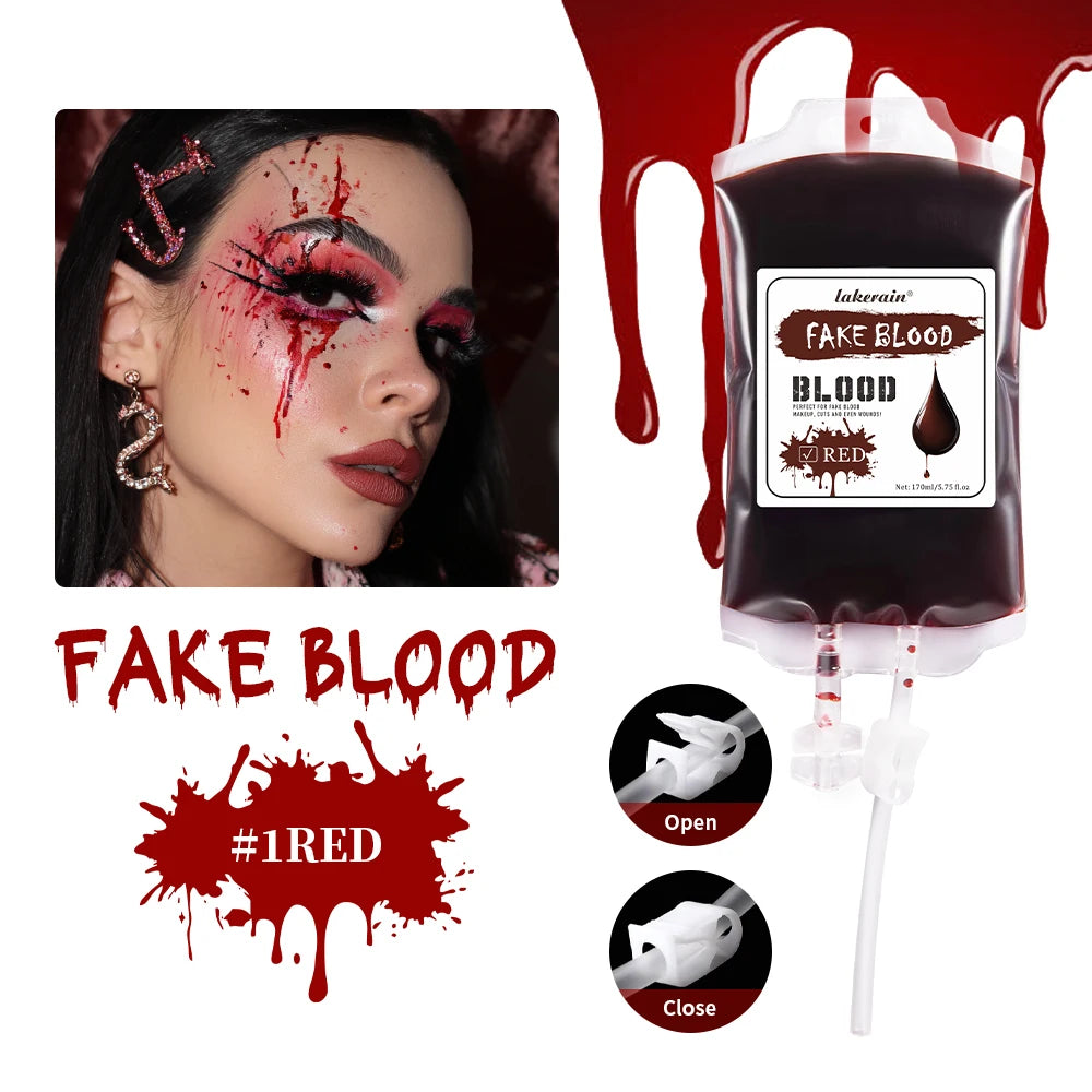 Halloween Blood Makeup Realistic Washable Fake Blood for Zombie Monster Clothes Body Paint Halloween Makeup Oasis Select 1red
