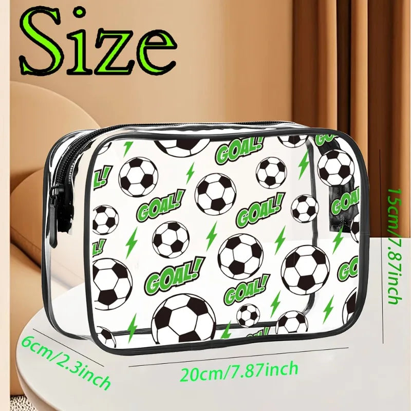 Football-themed PVC Toiletry Bag, Makeup Bag, Suitable for Men and Women, Transparent Travel Toiletries Storage Bag Makeup Bag Oasis Select green