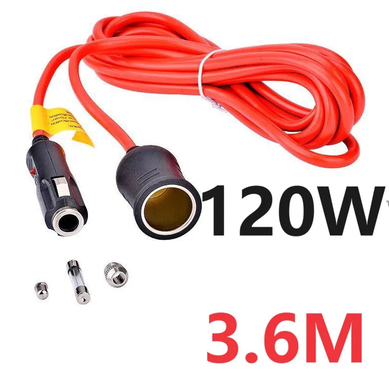 3.6m Car Power Cable Extender 12V 24V Car Cigarette Lighter Extension Cord Socket Female Plug Auto Charger Cable with 15A Fuse Oasis Select