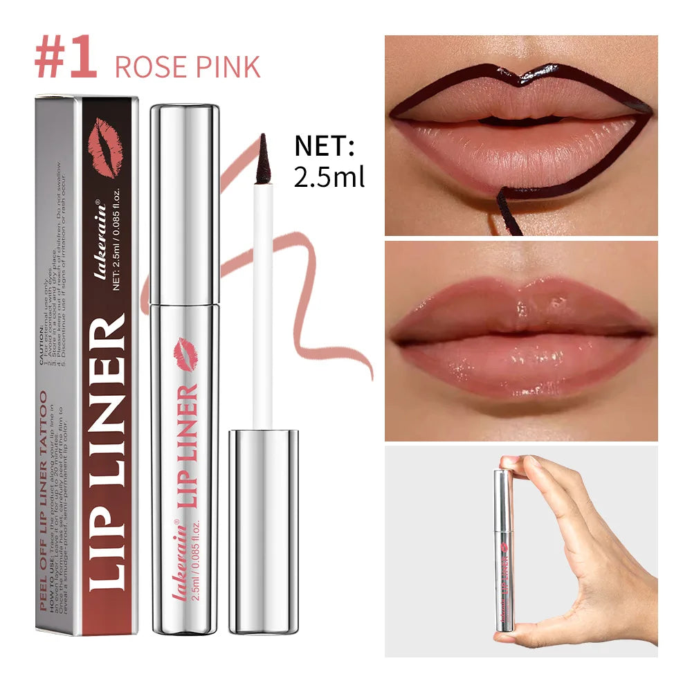 Transfer-proof Peel Off Lip Liner Waterproof Smudge-proof Long-Lasting Matte Velvet Lip Liner Ink Tattoo Makeup Lip Liners Oasis Select 1 Rose Pink