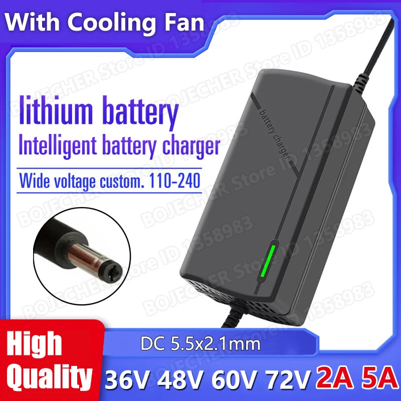 36V 48V 60V 72V Charger 2A 5A 10S 13S 16S 20S Lithium-ion Battery Charger 42V 54.6V 67.2V 84V Intelligent Smart Charging EU Plug Oasis Select