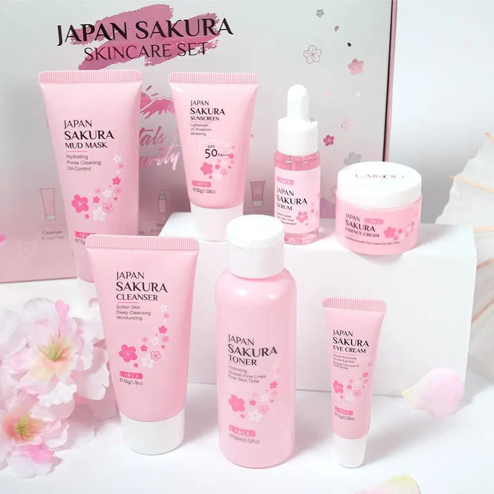 LAIKOU 7-Piece Skincare Set – Cleanser, Toner, Serum & Cream Facial Skincare Set Oasis Select