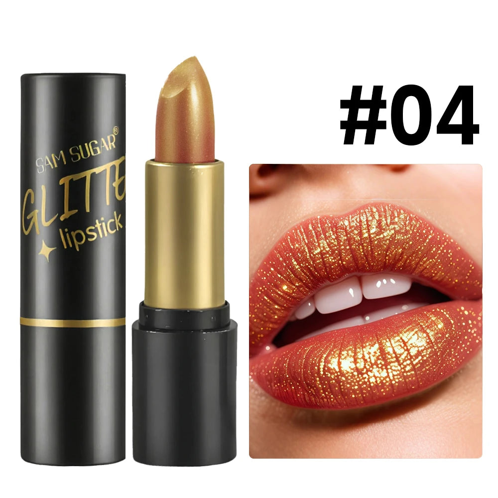 SAM SUGAR Pearlescent Shimmer Lipstick – Waterproof & Moisturizing
