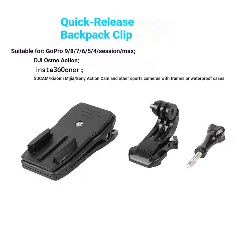 360° Rotating Backpack Strap Mount for GoPro, DJI & Insta360