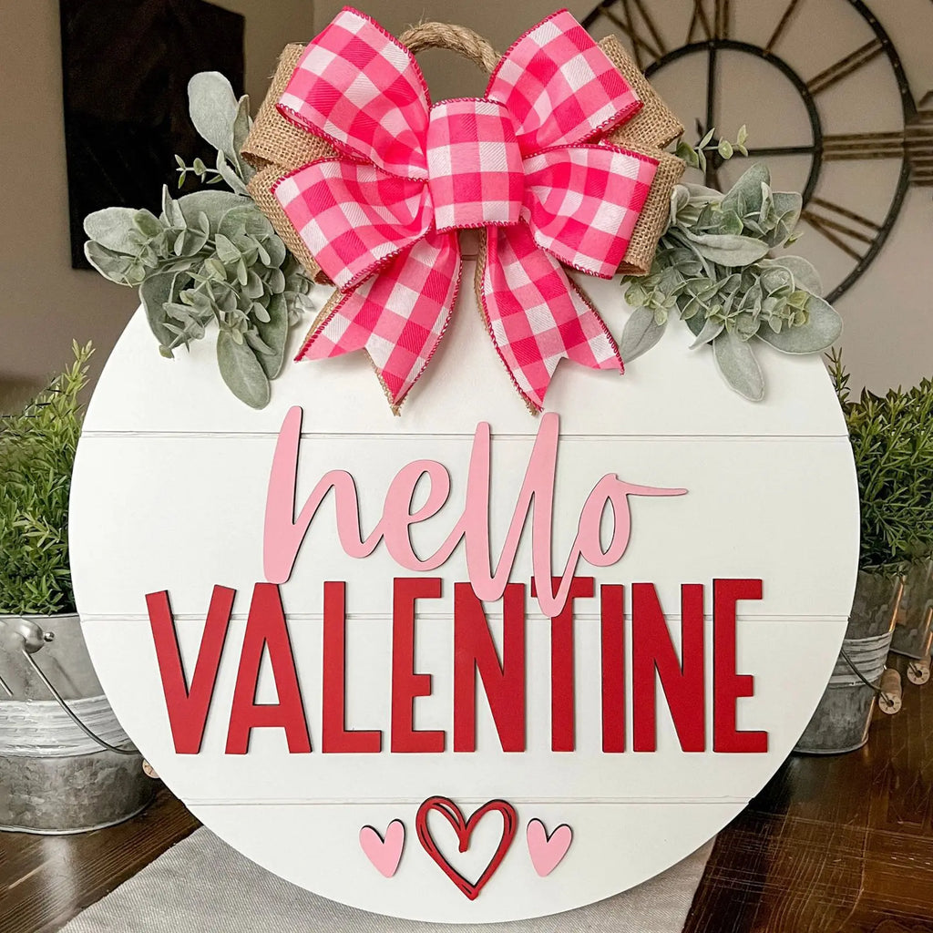 Valentine's Day Wreath Door Hanging Hello Valentine Love Card Door Hanging Home Holiday Wall Hanging Oasis Select Valentine s Day door three-dimensional
