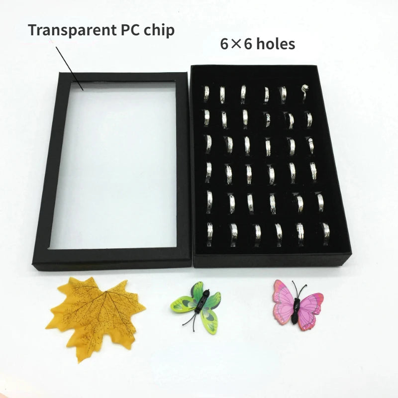 Luxury Earrings Jewelry Display Holder Organizer Practical Show Case Transparent Window PVC 36 Slots Ring Box Tray Storage Case Oasis Select