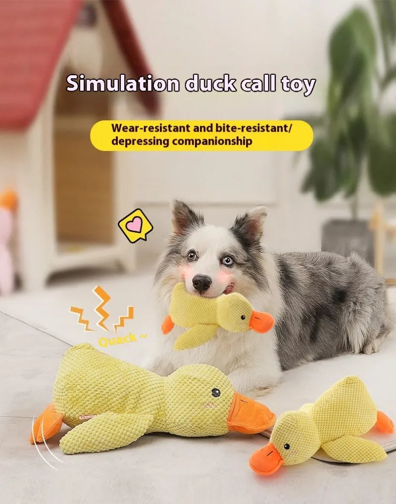 Bite-Resistant Yellow Quack Duck Plush Pet Toy | Baby-Like Sound & Teeth Grinding Design for Dogs & Cats Dog Toys Oasis Select