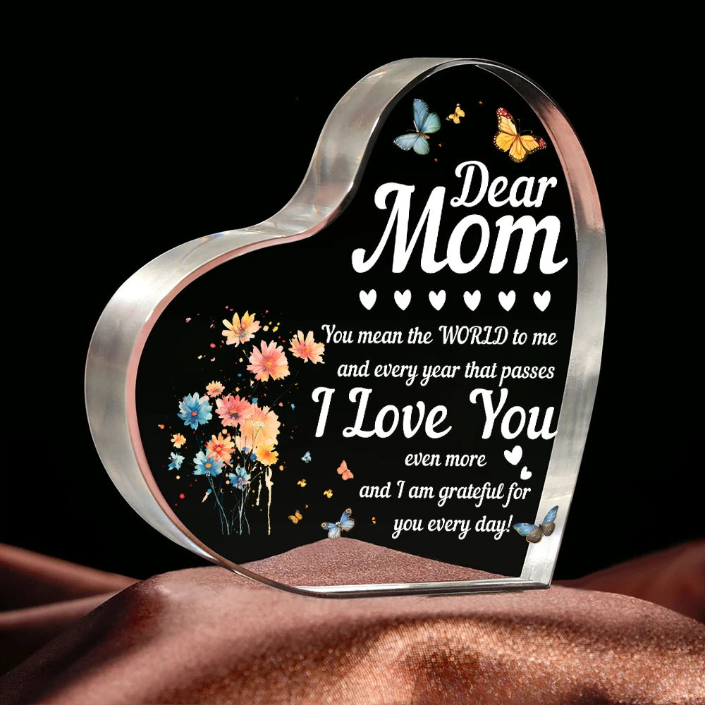Heart-shaped Transparent Acrylic Decoration Birthday Gift Family Souvenir Father's Day Mother's Day Gift for Valentine's Day Oasis Select MOM 074