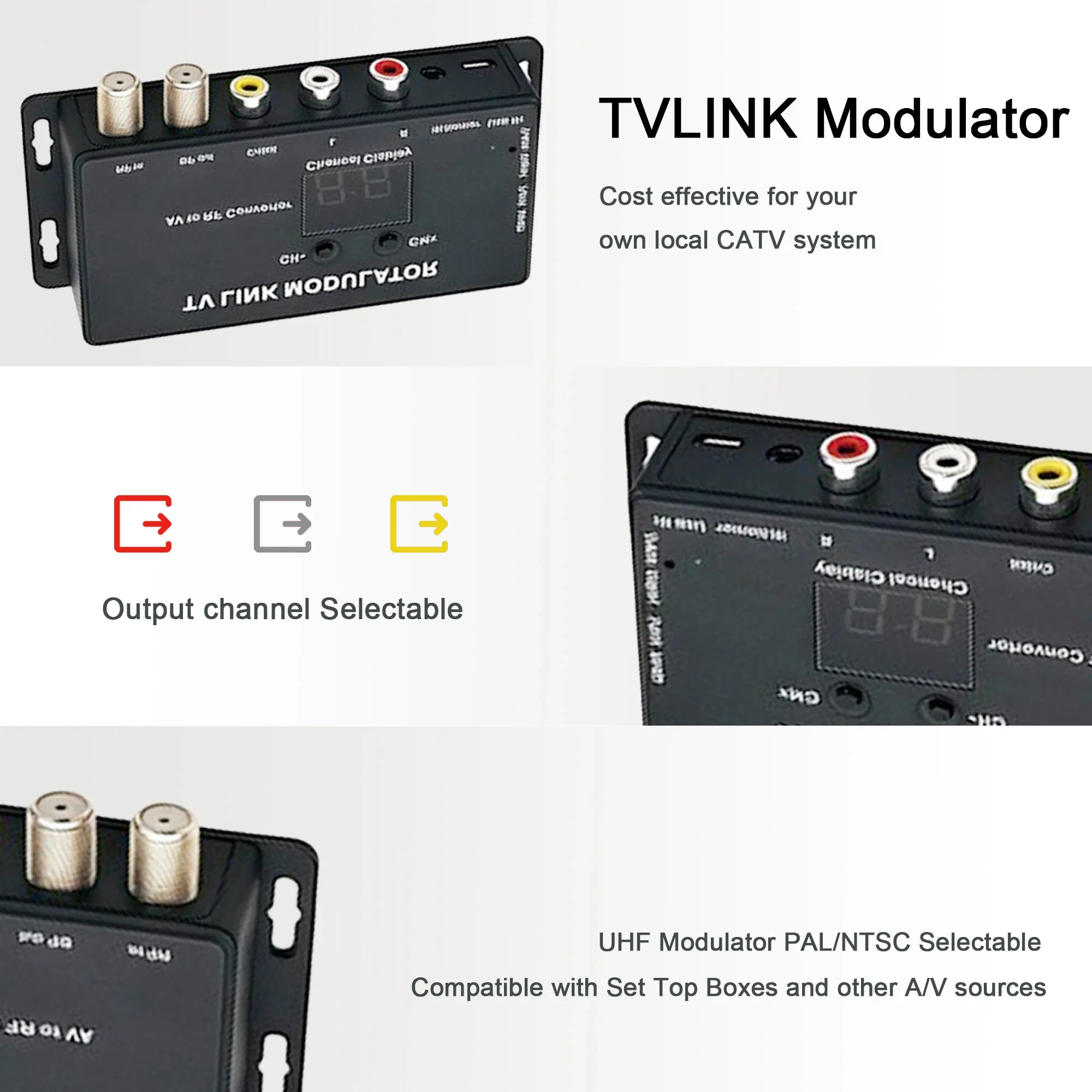 AV TO RF TV LINK Modulator IR Remote Control Range Extender Analog TV Self-Produced Program Insertion Device Oasis Select