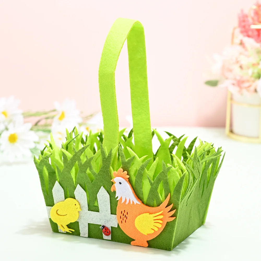Easter Egg Basket Square Handheld Gift Packaging Bag Felt Kids Cookie Candy Bags Easter Party Birthday Party Favors Gift Decor Oasis Select Style 1 Other