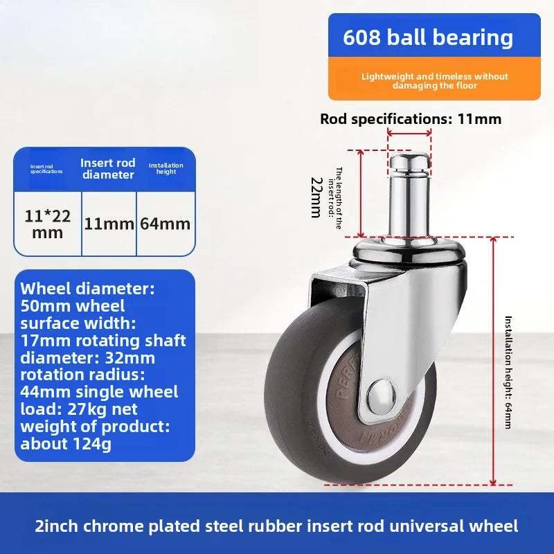 4PCS Casters Wheels 2 inch Heavy Duty Swivel Soft Rubber Roller with Brake for Platform Trolley Furniture Wheels Oasis Select 4pcs 2inch I