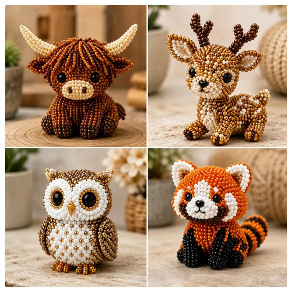 3D Beaded Animal Craft Kit – DIY Bead Pet Keychain Making Set