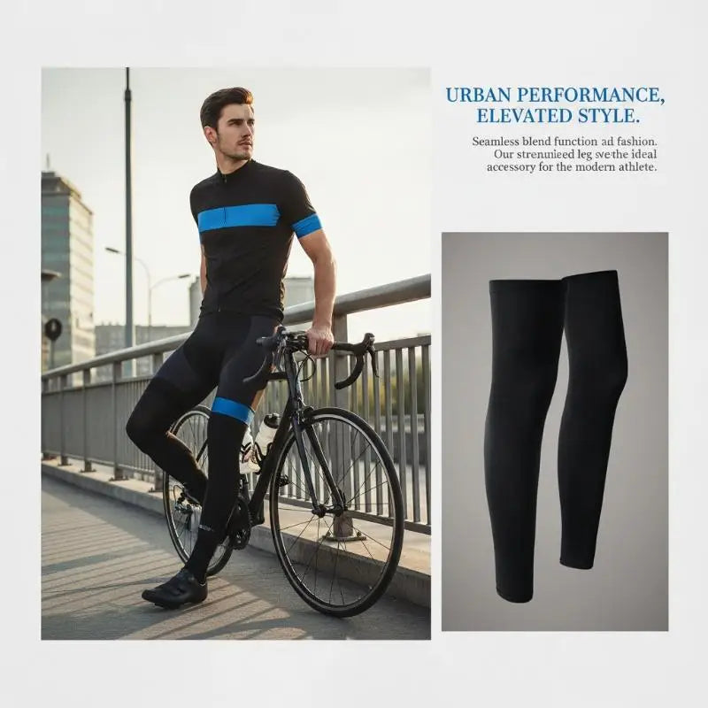 2PC Summer Running Cycling Legs Sleeve Ice Silk Protection Compression Non-Slip Leg Warmer Cooling Sport Gear Sunscreen Leggings Oasis Select