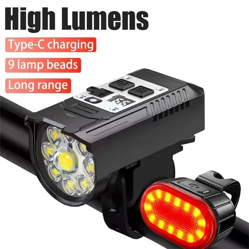 Cycling Bicycle Front Rear Light Set Bike Rechargeable Headlight Light MTB Waterproof Taillight LED Lantern Bicycle Accessories Oasis Select Z051-A Set