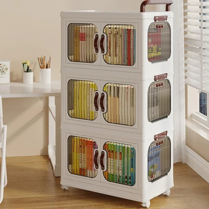 Light luxury cream wind cart storage cabinet, installation-free storage cabinet, double door multi-layer thickened storage box Oasis Select