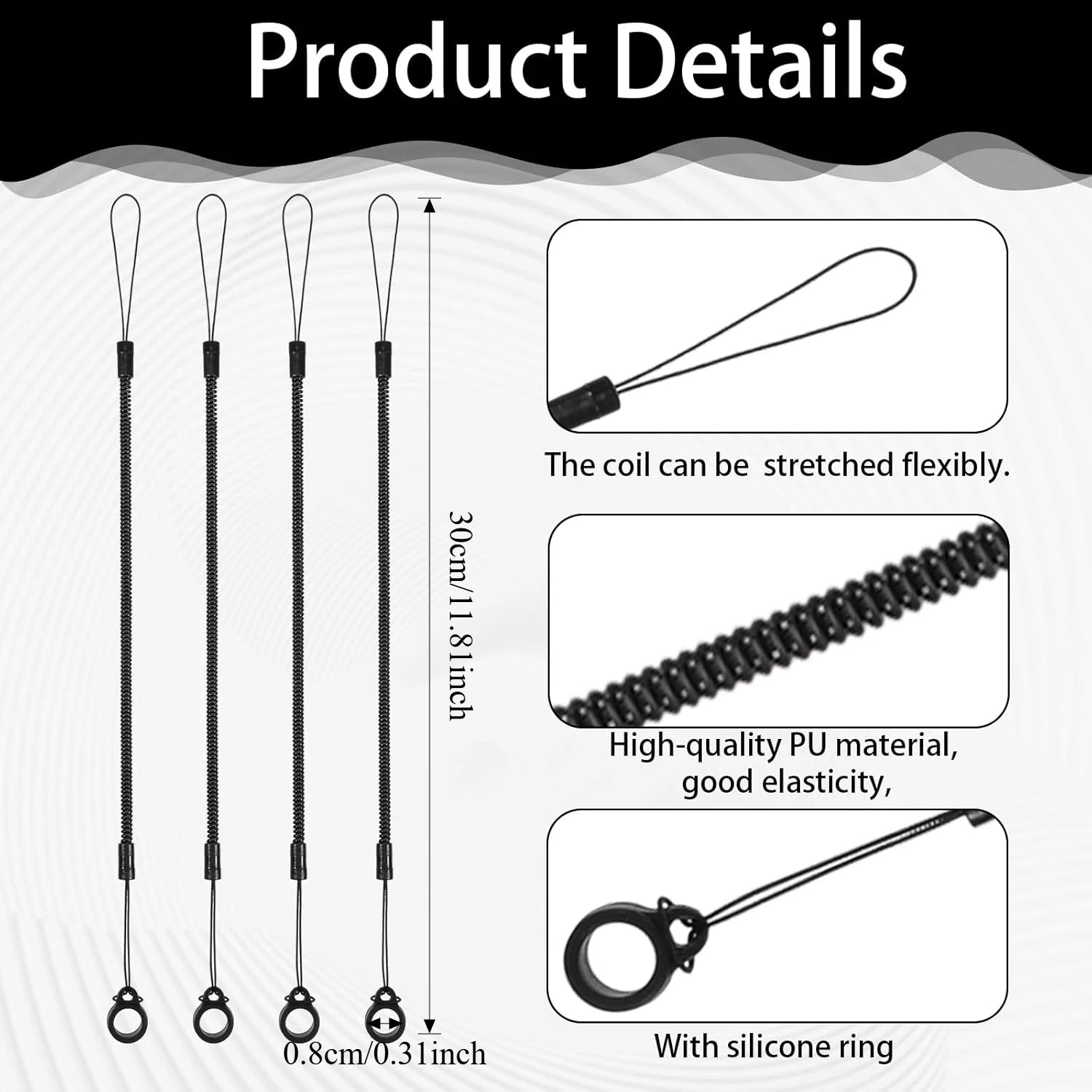 4/8 PCS Elastic Pen Leash with Silicone Ring Anti-Drop Tether Cord for Smart Pencil S Pen Stylus For Tablet Drawing Clipboard Oasis Select