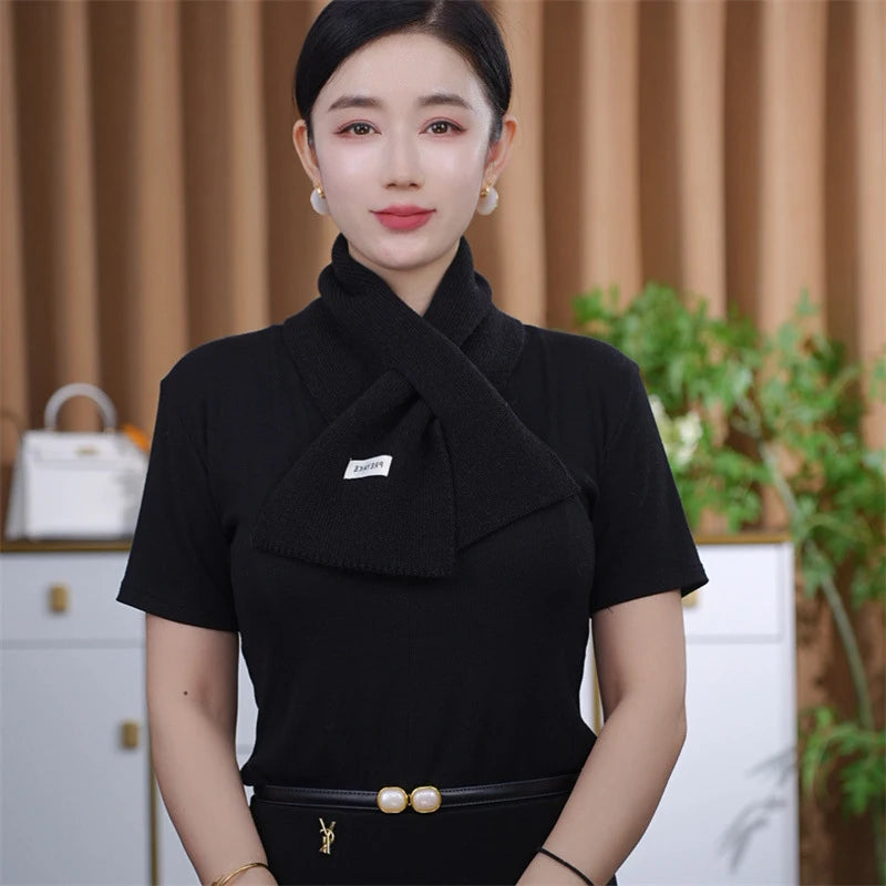 Women's Winter Knit Crossover Scarf – Warm Neck Collar