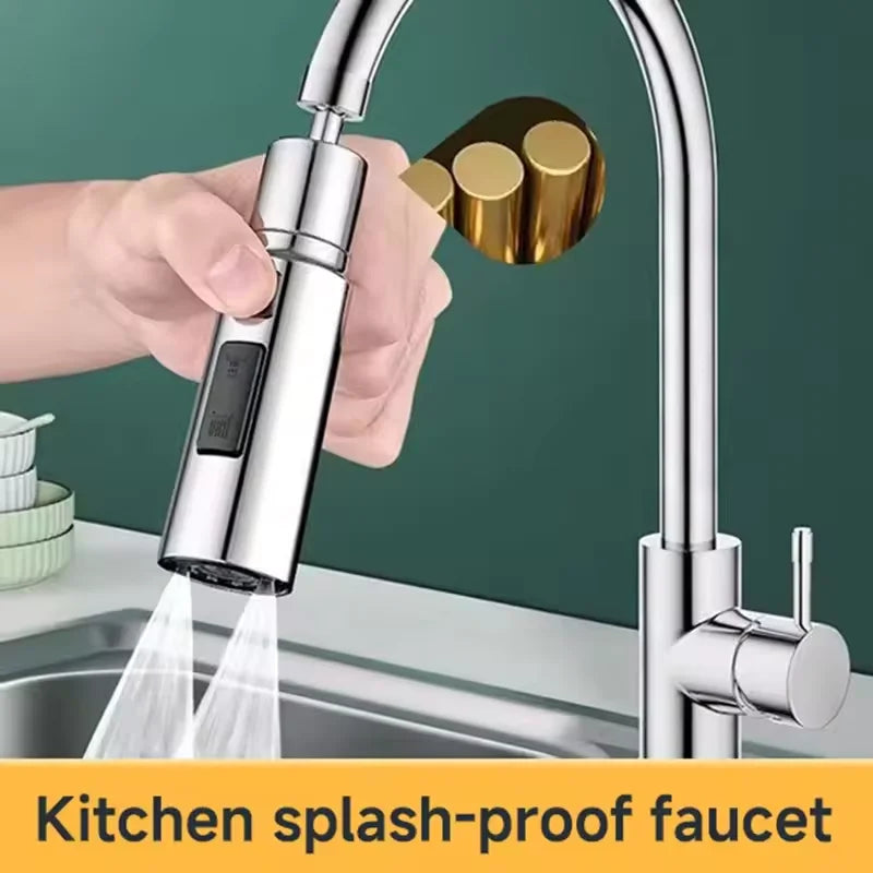 3-Mode Kitchen Faucet Aerator Extender – Splash-Proof Filter
