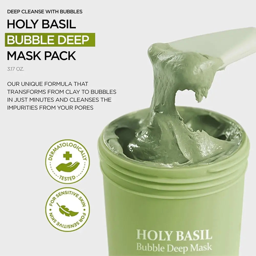 Holy Basil Bubble Clay Mask 90g – Blackhead & Pore Cleanser Bubble Clay Mask Oasis Select