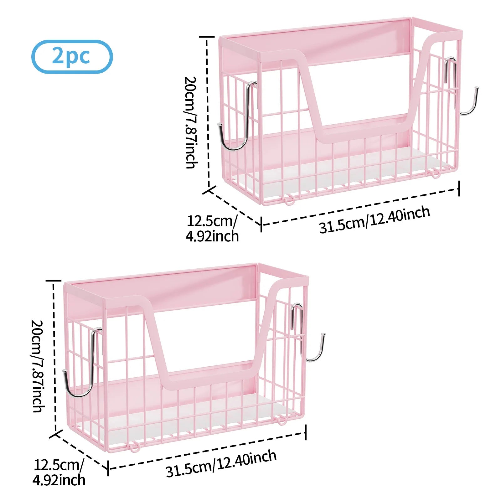 Magnetic refrigerator hanger foldable refrigerator side plastic wrap seasoning storage basket kitchen magnetic rack Oasis Select 2 pink