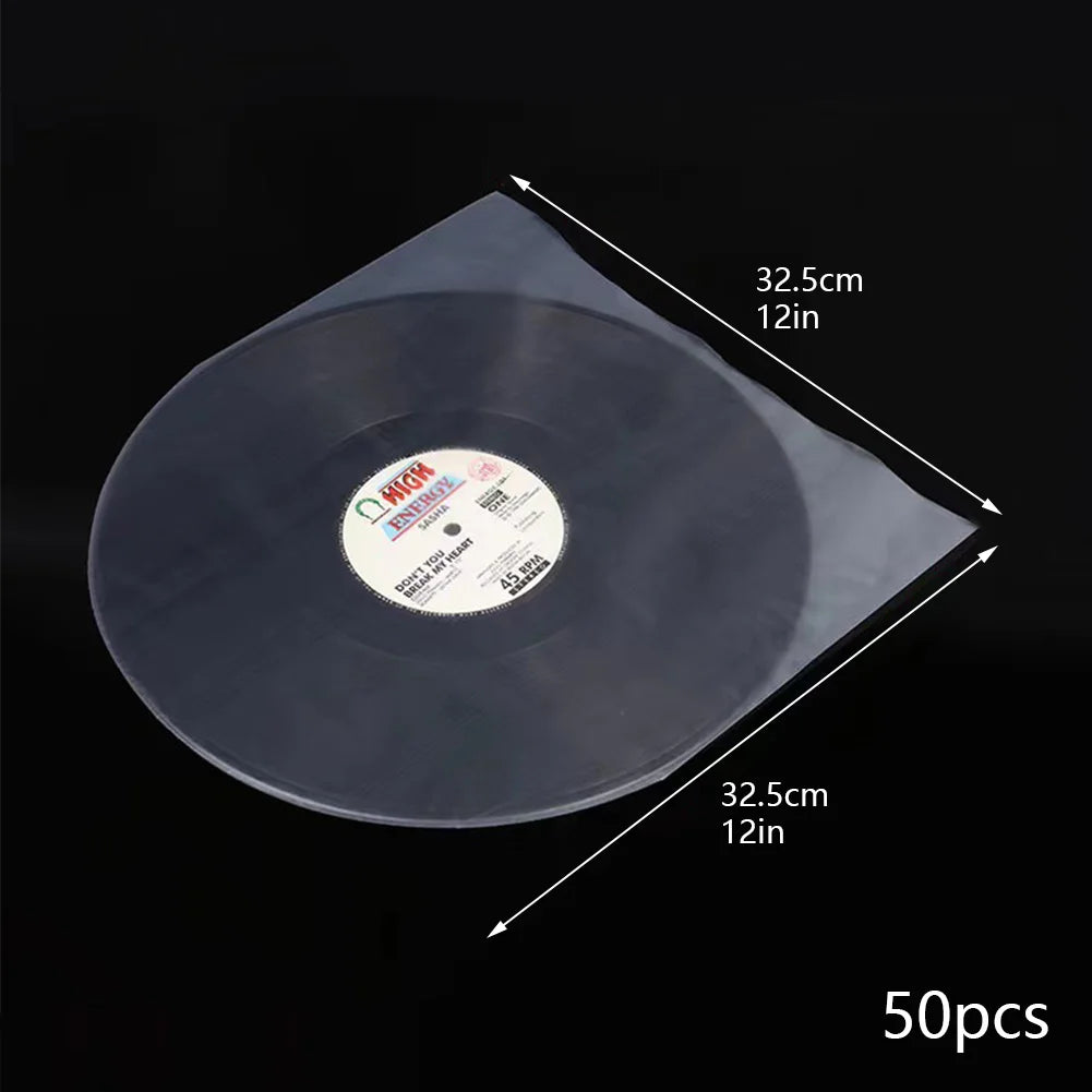 50Pcs Anti-Static Vinyl Record Sleeves – 7, 10 & 12 Inch LP Bags
