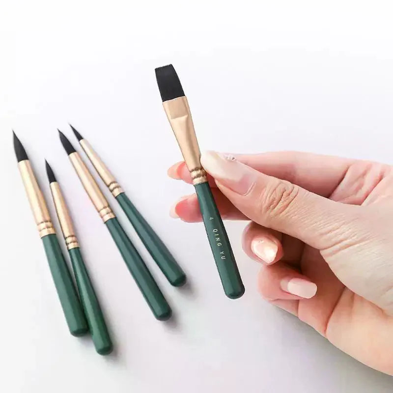 6pcs Nylon Multi-Functional Paintbrushes Watercolor Brush Mini Fresh Green Brush For Students Art Painting School Office Supplie Oasis Select