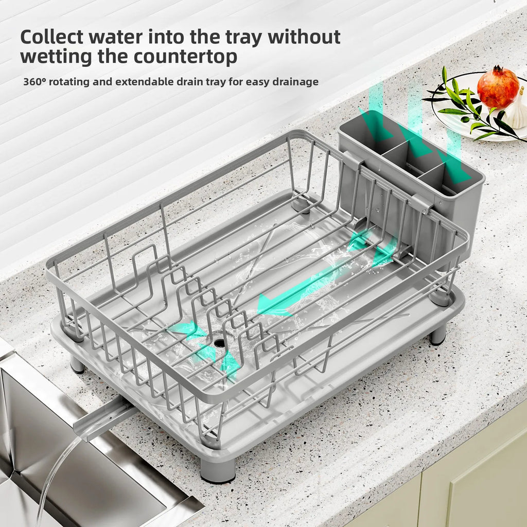 Kitchen Dish Storage Rack Dish Drain Rack Ash Powder Drain Basket Sink Dish Shelf Oasis Select