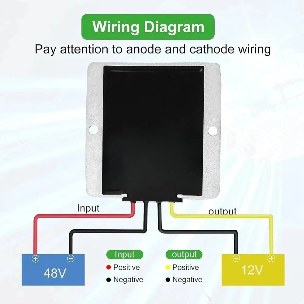 36V/48V Step Down to 12V 20A Buck Converter Regulator Power Supply Module Buck Reducer Waterproof Voltage Reducer for Golf Cart Oasis Select