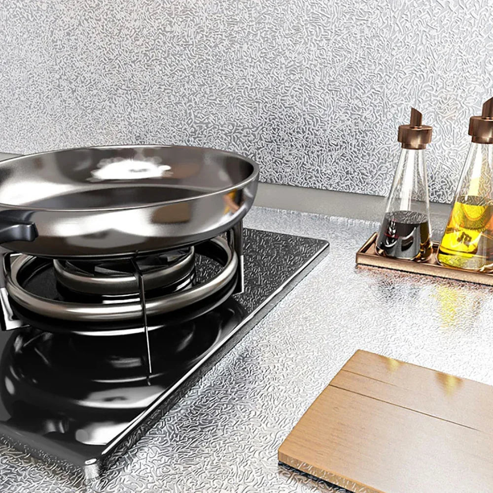 40cm Wide Self-Adhesive Aluminum Foil Waterproof And Oil-Proof Kitchen Stickers Suitable For Countertops Drawers And Cabinets. Oasis Select