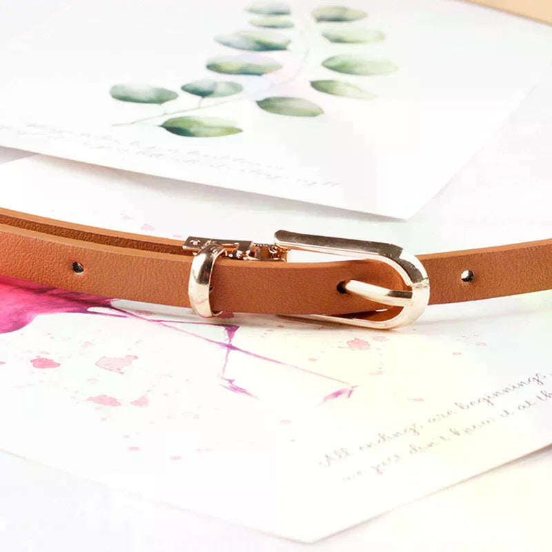 1PC Fashion Black White Gray Women Belts Thin Skinny Waistband Pin Buckle Adjustable Belt Summer Dress Jeans Strap Pu Belts Oasis Select