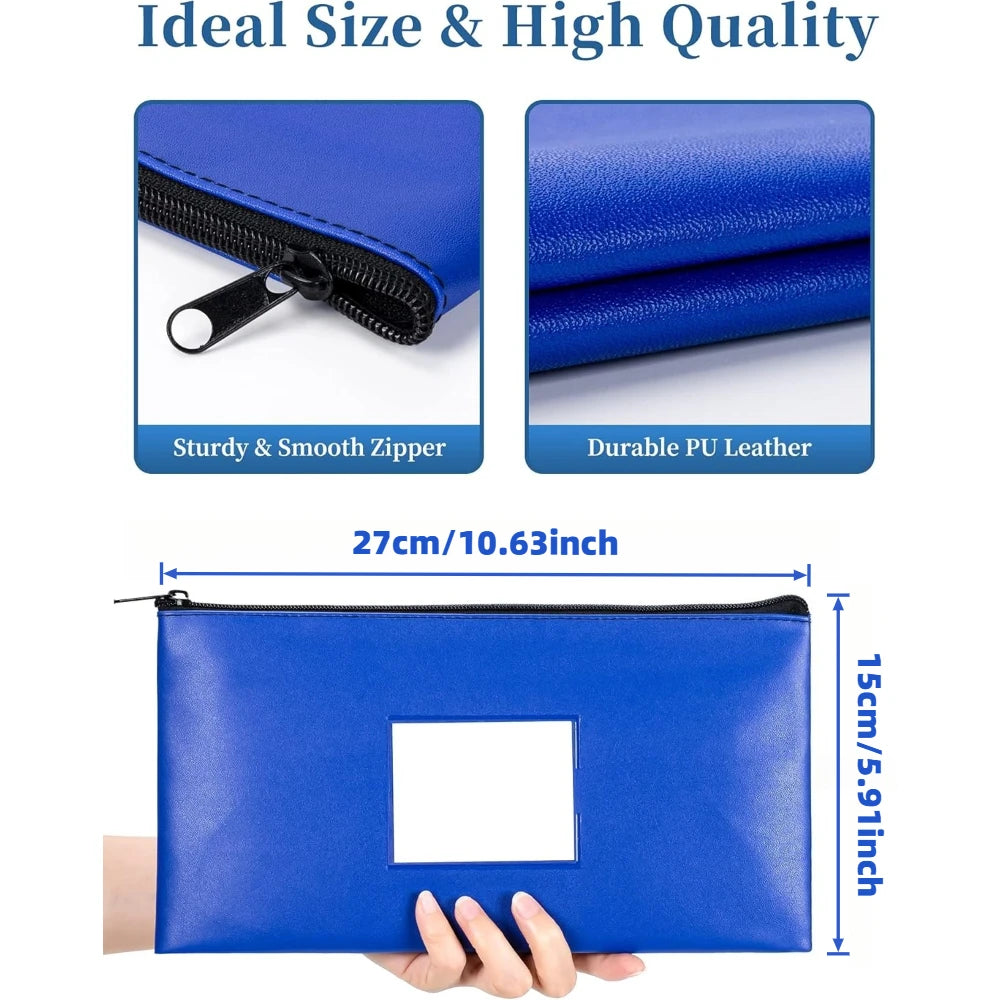 Multi-Purpose Money Bag Coin Purse with Zipper PU Leather Organizer Bag with Write-on Label Random Color for Makeup Cash Tools Oasis Select