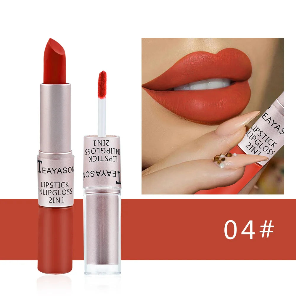 TEAYASON 2-in-1 Matte Liquid Lipstick & Gloss – Waterproof