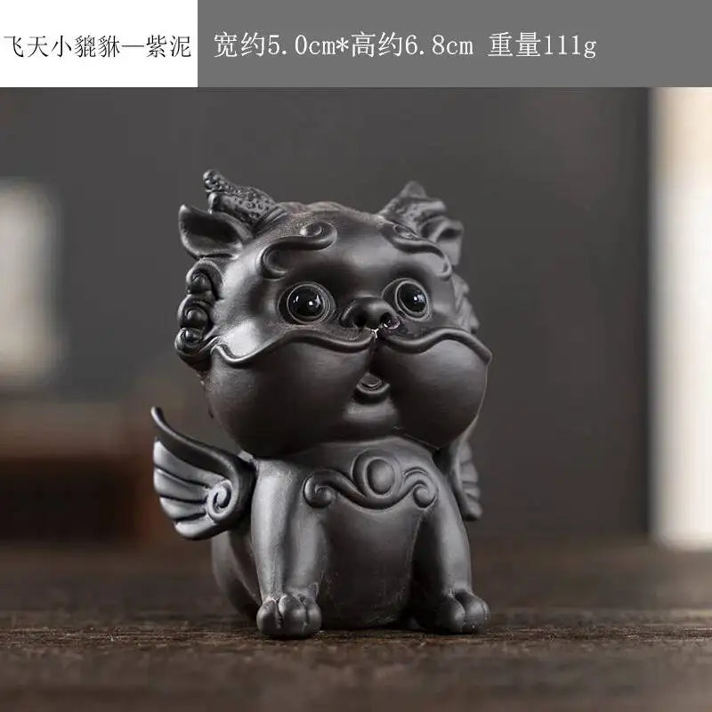Purple Clay Tea Pet Lucky Pixiu Tea Play Tea pet Accessories Mini Ornament Oasis Select Purple Clay-3