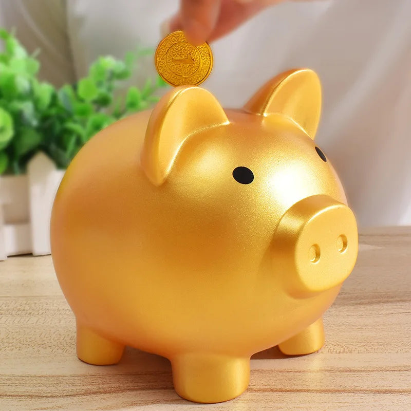 1pcs Shatterproof Golden Pig Coin Bank Rubber Piggy Bank Fortune Symbol for Kids Savings & Home Decoration Oasis Select