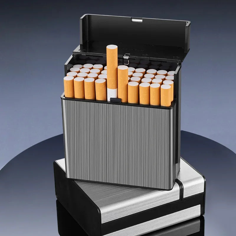 Large Capacity Cigarette Case Automatic Flip Cover Hold 40pcs Cigarettes Anti Pressure Portable Pocket Storage Box Smoking Tools Oasis Select