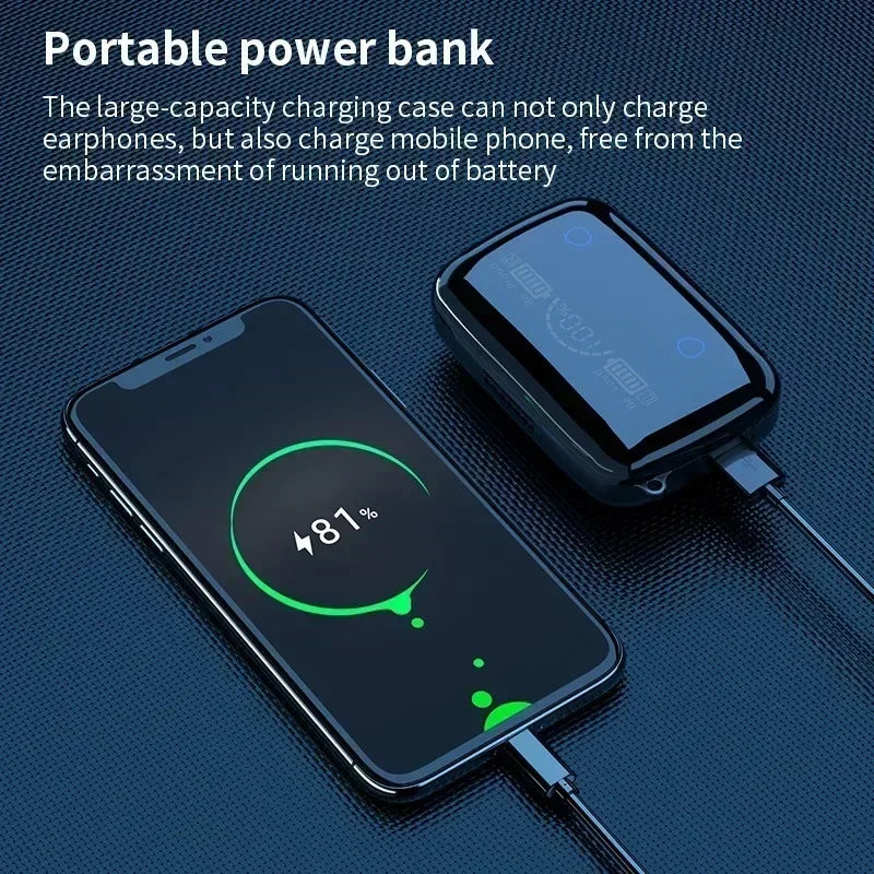 TWS Bluetooth Headphones 5.3 9D High Fidelity Wireless Headphones Touch IPX7 Waterproof Digital Display Headphones Oasis Select
