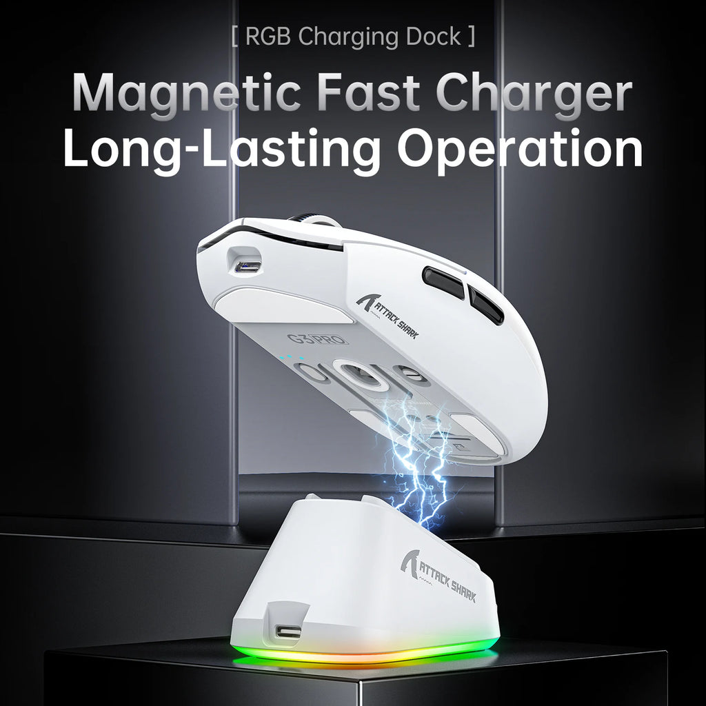 ATTACK SHARK G3 PRO Wireless Gaming Mouse Superlight PAW3311 25000DPI Tri-Mode Bluetooth Wired RGB Charging Dock Large Battery Oasis Select