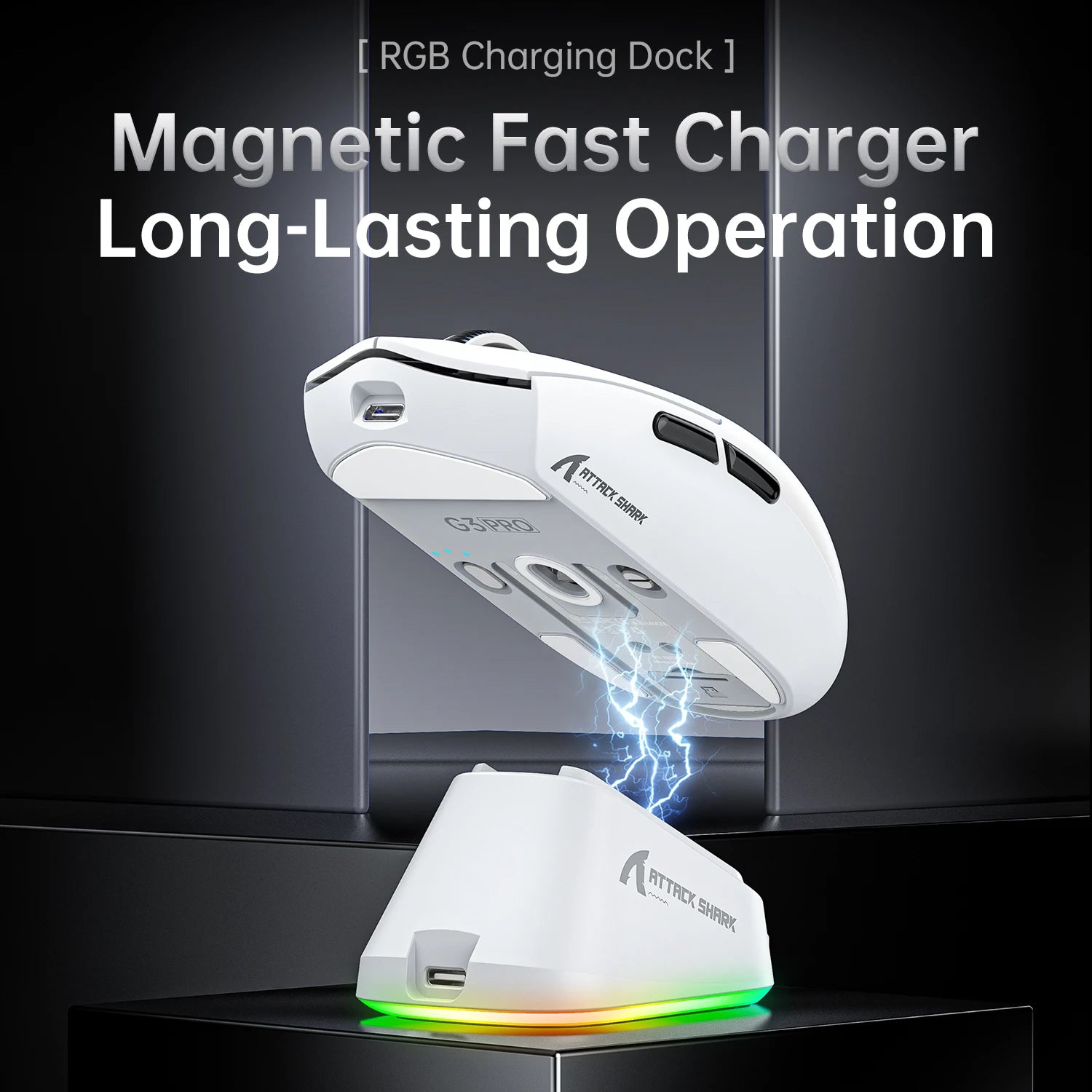 ATTACK SHARK G3 PRO Wireless Gaming Mouse Superlight PAW3311 25000DPI Tri-Mode Bluetooth Wired RGB Charging Dock Large Battery Oasis Select