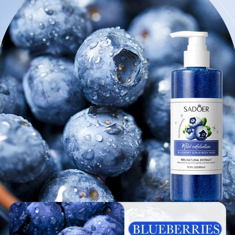 SADOER Blueberry Exfoliating Shower Gel 300ml | Brighten Skin Exfoliating Shower Gel Oasis Select