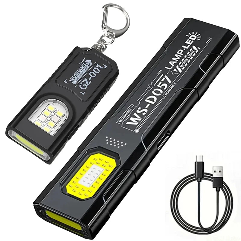 Portable EDC COB LED Flashlight with Magnetic Rechargeable Work Light with Hat Clip for Outdoor Camping Hiking Repair Vehicles Oasis Select A-B