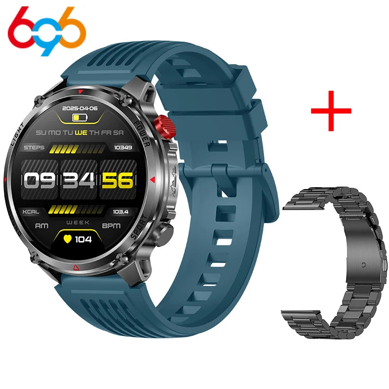 Smart Watches Waterproof Men BT Call Compass LED Flashlight Outdoor Smartwatch Health 100+ Sports Fitness 1100mAh Large Battery Oasis Select BKBLS a BK3M
