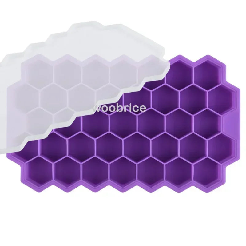 Ice Molds Silicone Honeycomb Hexagonal Template Popsicle Cube Mold Reusable BPA Free DIY Popsicle Mold Ice Cube Trays Oasis Select Purple 1PCS-37Cube